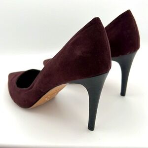 Loft maroon suede fabric pointed toe pump side 9m